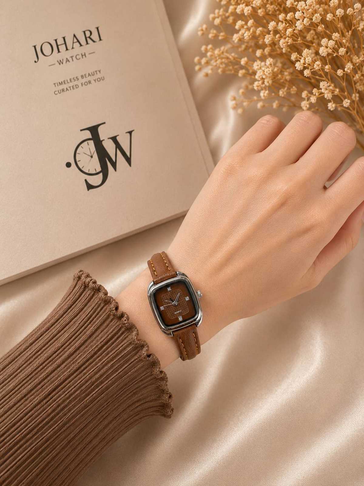 IMG_20260804_235238_567 ساعت مچی زنانه مربع چرمی کد W464 - تصویر 1