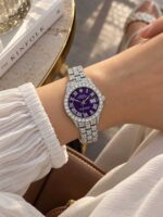 ساعت مچی زنانه رولکس فول نگین تقویم دار کد W537 - تصویر 4