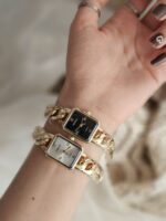 ساعت مچی زنانه بند زنجیری طلایی فنسی کد W552 - تصویر 2